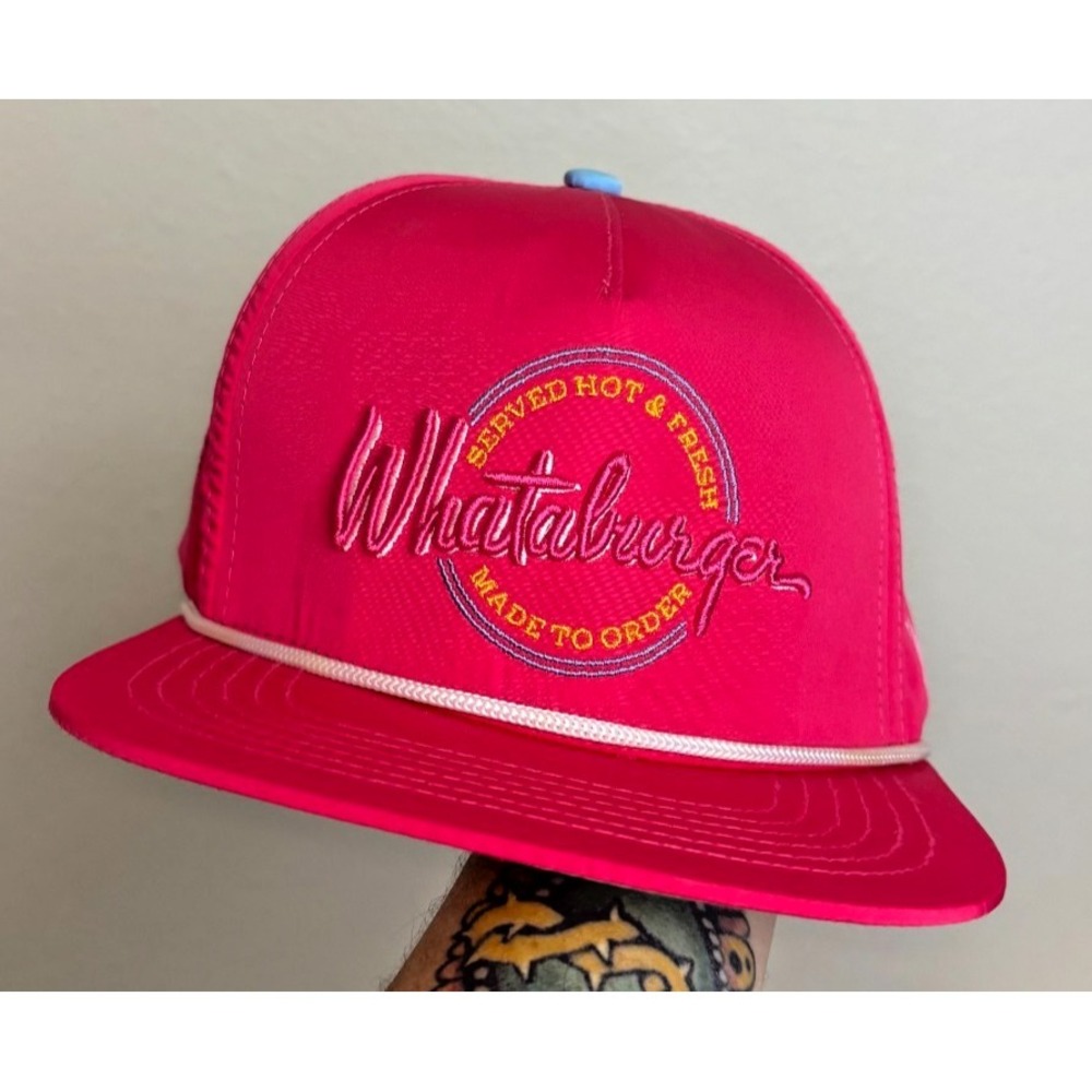New RARE Whataburger Staunch Snapback Trucker Hat Cap Retro Hot Pink Adjustable